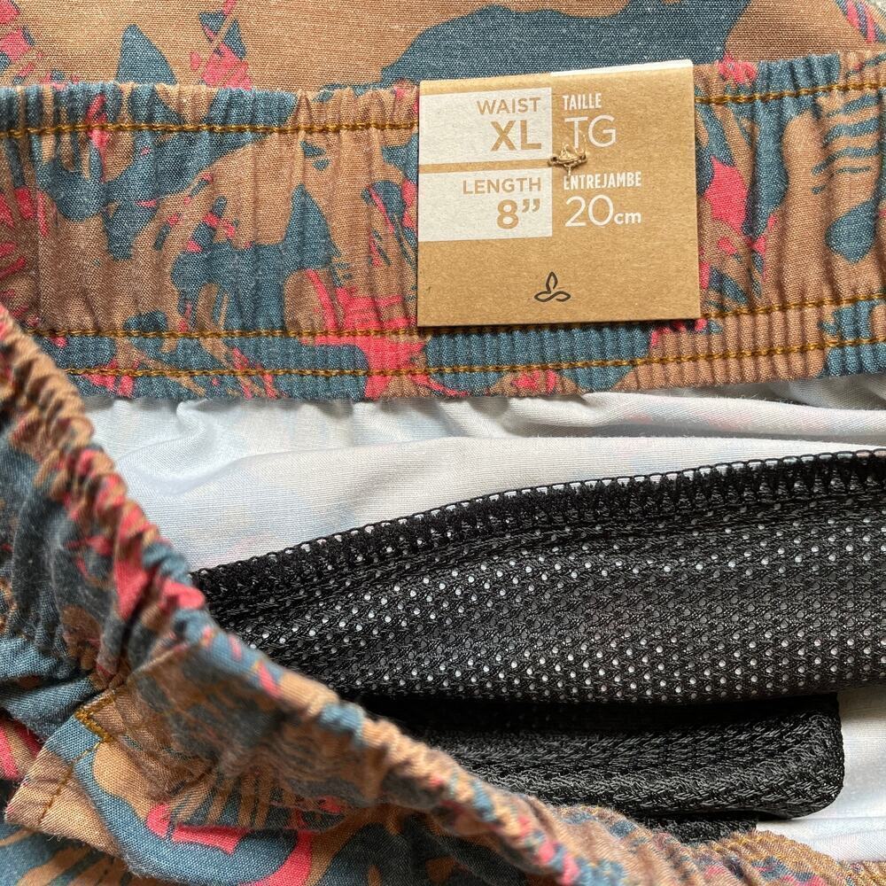 prAna XL Metric E-Waist Shorts | Eco Print Swim, UPF 50+, Fresca Camo NWT $69 - Picture 5 of 7